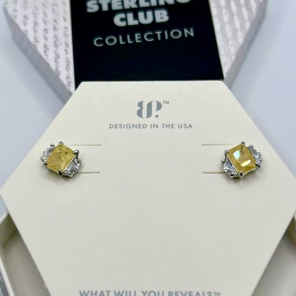 SOLD • 💛 Bomb Party Sterling Silver Canary Yellow Ice Crystal Earrings 💛